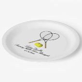 テニスのダブルス3行テキスト ペーパープレート (アングル)