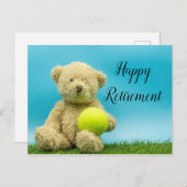 テニスのテディベアはボール退職金カードを持っている ポストカード (正面/裏面)