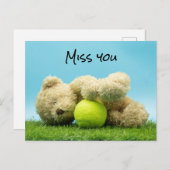 テニスのテディベア選手が愛する恋しく思ボールを保持 ポストカード (正面/裏面)