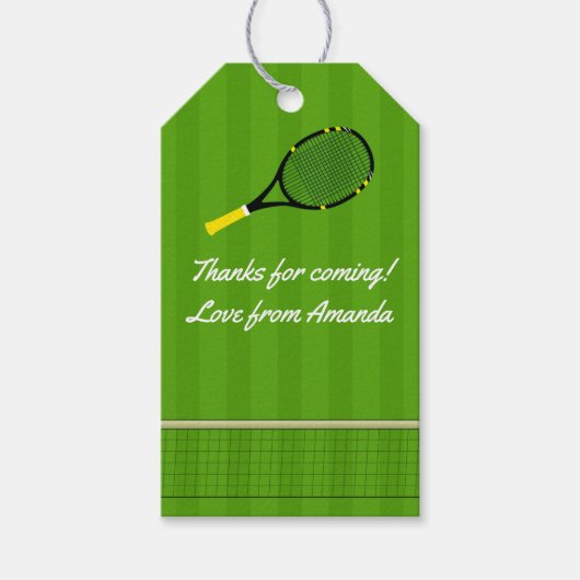 テニスのテーマパーティーゲストサンキュー ギフトタグ (正面)