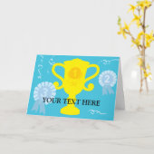 テニスのトロフィー誕生日カード（選手またはコーチ） カード (黄色い花)