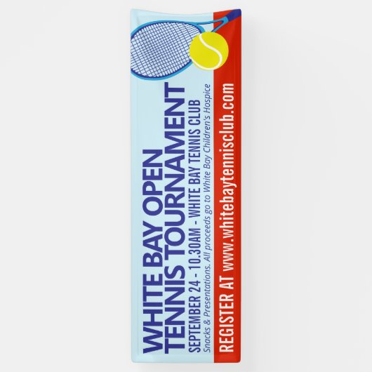 テニスのトーナメントオープンイベントシンプルグラフィック 横断幕 (縦)