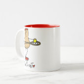 テニスのナットのTシャツおよびギフト ツートーンマグカップ (正面左)