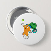 テニスのニンジンとテニスラケット 缶バッジ (正面&裏面)