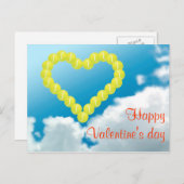 テニスのハートのバレンタインデー シーズンポストカード (正面/裏面)