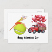 テニスのバレンタインデーとハートラブ シーズンポストカード (正面/裏面)