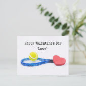 テニスのバレンタインデーとボールラケットと愛 ポストカード (スタンド正面)