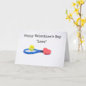 テニスのバレンタインデーとボール、ラケットと愛 カード (黄色い花)