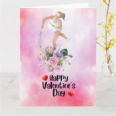 テニスのバレンタインデーを愛でプレイヤーへ カード (黄色い花)