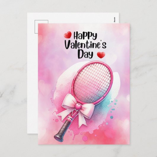 テニスのバレンタインデーを愛でプレイヤーへ シーズンポストカード (正面/裏面)