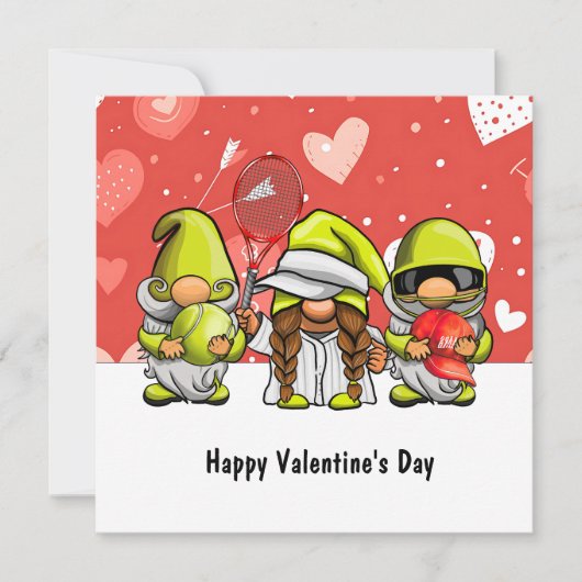 テニスのバレンタインデー ハート ラブ ホリデー カード (正面)