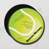 テニスのバーのバルミツワーの円形の招待状 招待状 (正面/裏面)