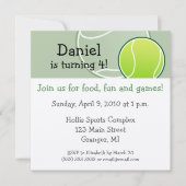 テニスのバースデーパーティ招待状5.25 inに 招待状 (正面)