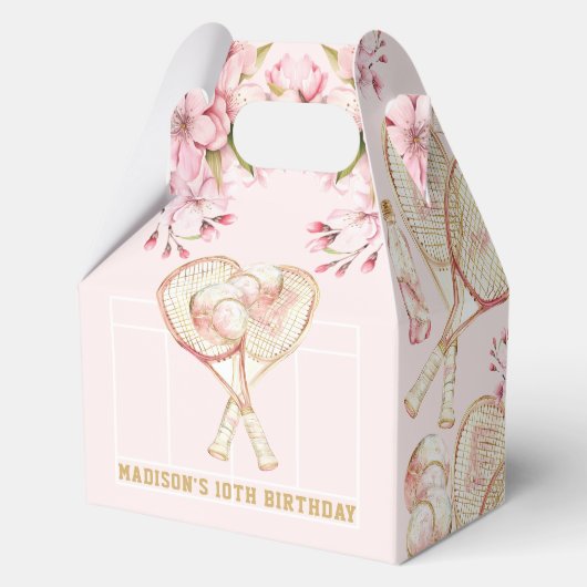 テニスのパーソナライズされた女の子誕生日 フェイバーボックス (正面)