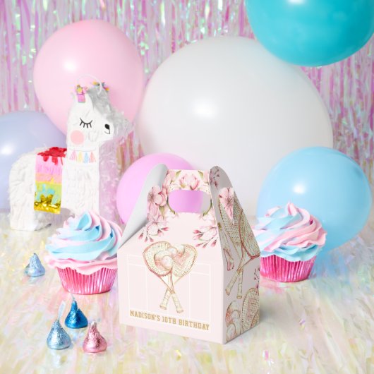 テニスのパーソナライズされた女の子誕生日 フェイバーボックス (パーティー)