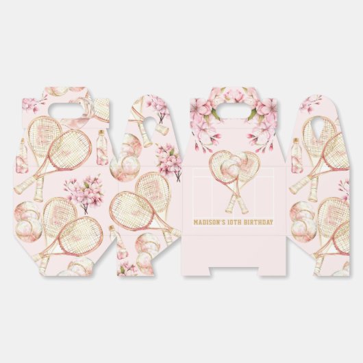テニスのパーソナライズされた女の子誕生日 フェイバーボックス (見開き)
