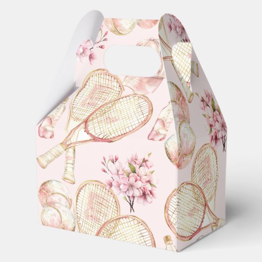 テニスのパーソナライズされた女の子誕生日 フェイバーボックス (裏面)