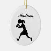 テニスのパーソナライズなクリスマスのオーナメント(女性) セラミックオーナメント (右)
