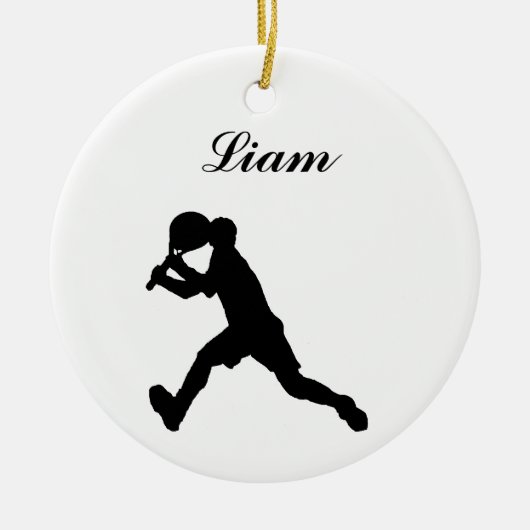 テニスのパーソナライズなクリスマスのオーナメント(男性) セラミックオーナメント (正面)