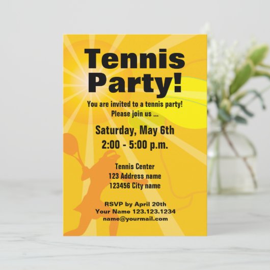 テニスのパーティの招待状のテンプレート 招待状 (スタンド正面)
