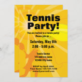 テニスのパーティの招待状のテンプレート 招待状 (正面/裏面)