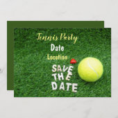 テニスのパーティーはテニスボールで日を節約する 招待状 (正面/裏面)