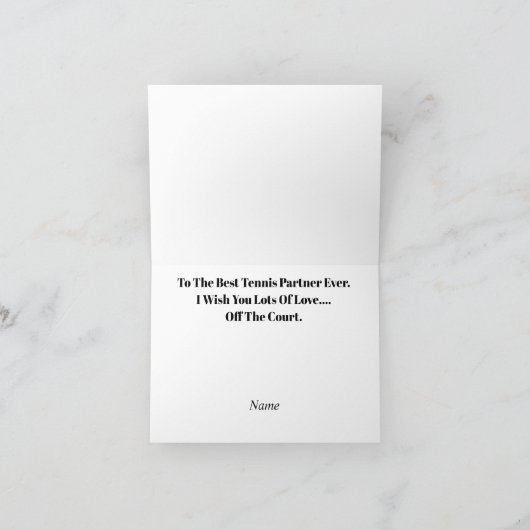 テニスのパートナーへのロマンチックなグリーティングカード カード (内部)