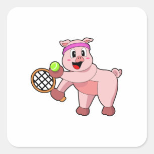 テニスのピグとテニスラケット スクエアシール