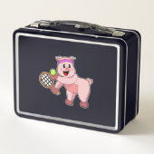 テニスのピグとテニスラケット メタルランチボックス (裏面)