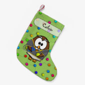 テニスのフクロウの男の子 スモールクリスマスストッキング (正面 (吊り時))