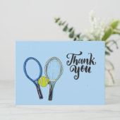 テニスのボールと青いサンキューカード 招待状 (スタンド正面)