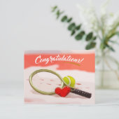 テニスのボールは愛で赤を祝う ポストカード (スタンド正面)