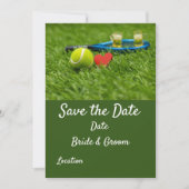 テニスのボールは愛と緑の草の上結婚にある 招待状 (正面)