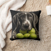 🐕テニスのボールを持つ🎾大ダネの子犬 クッション (ブランケット)