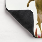 テニスのボールを空中で捕まえる犬 マウスパッド (コーナー)