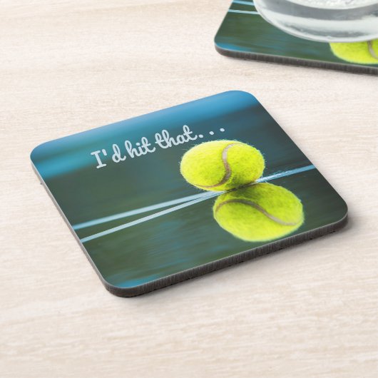 テニスのボール私がギフトを打っおもしろいた コースター (左側)