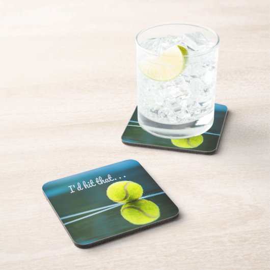 テニスのボール私がギフトを打っおもしろいた コースター (右側)