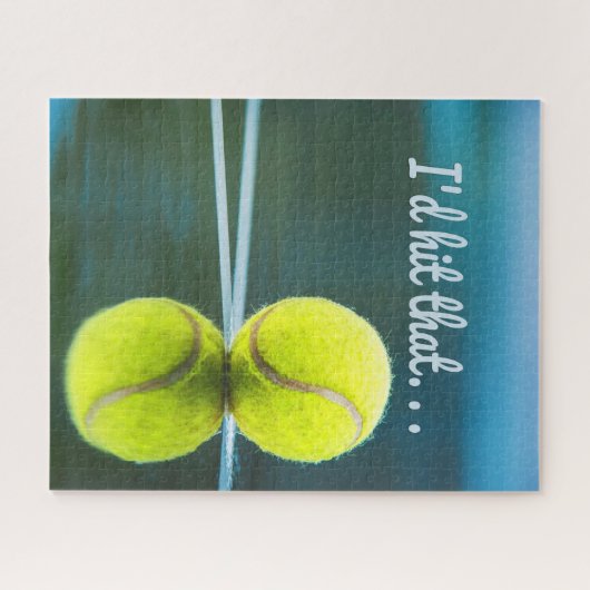 テニスのボール私がギフトを打っおもしろいた ジグソーパズル (横)