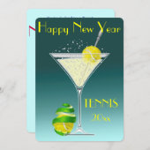 テニスのマルティーニの新年のパーティー 招待状 (正面/裏面)