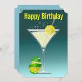 テニスのマルティーニの誕生日のパーティの招待状 招待状 (正面/裏面)