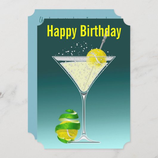テニスのマルティーニの誕生日のパーティの招待状 招待状 (正面/裏面)
