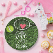 テニスのライブラブテニスとボールとラケット ペーパープレート (パーティー)