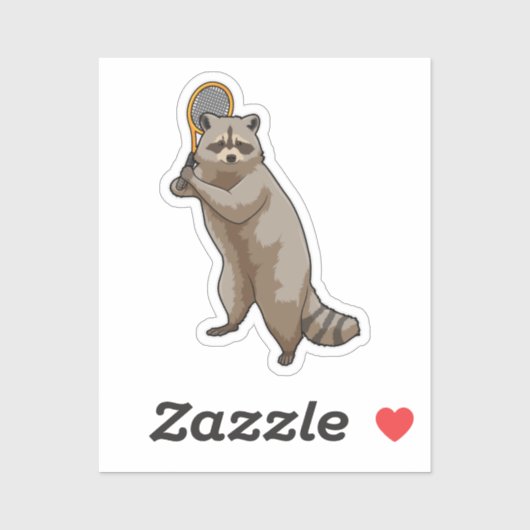 テニスのラクーンとテニスラケット シール (シート)