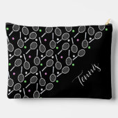 テニスのラケットとボールの黒い贅沢 アクセサリーポーチ (裏面)