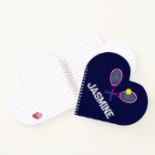 テニスのラケットのピンクの青パーソナライズされたい愛 ノートブック (内部)