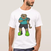 テニスのラケットを着た犬 Tシャツ (正面)