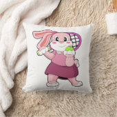 テニスのラビットとテニスラケット クッション (ブランケット)