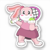 テニスのラビットとテニスラケット シール (正面)