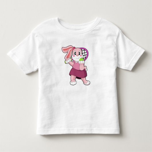 テニスのラビットとテニスラケット トドラーTシャツ (正面)