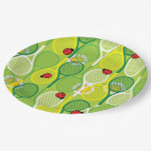 テニスのレイディバード付きかわいいラケット ペーパープレート (アングル)